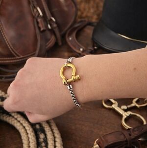 Equestrian D-Ring Bracelet Gold & Silver Mixed Metal | Preppy Old Money Horsebit